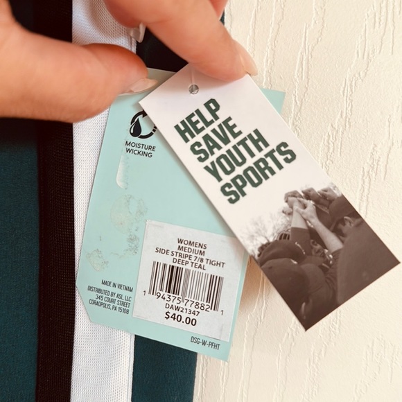 DSG (Dick’s Sporting Goods) Women’s Side Stripe 7/8 Tights in Deep Teal - Picture 5 of 6